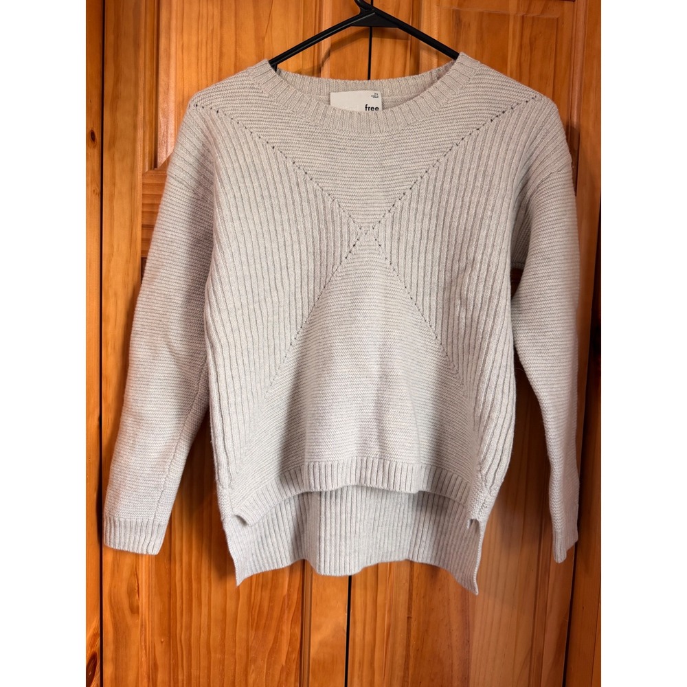 Wilfred Free Isabelli Sweater Aritzia Merino Wool‎ Gray Ribbed Knit High Low XS